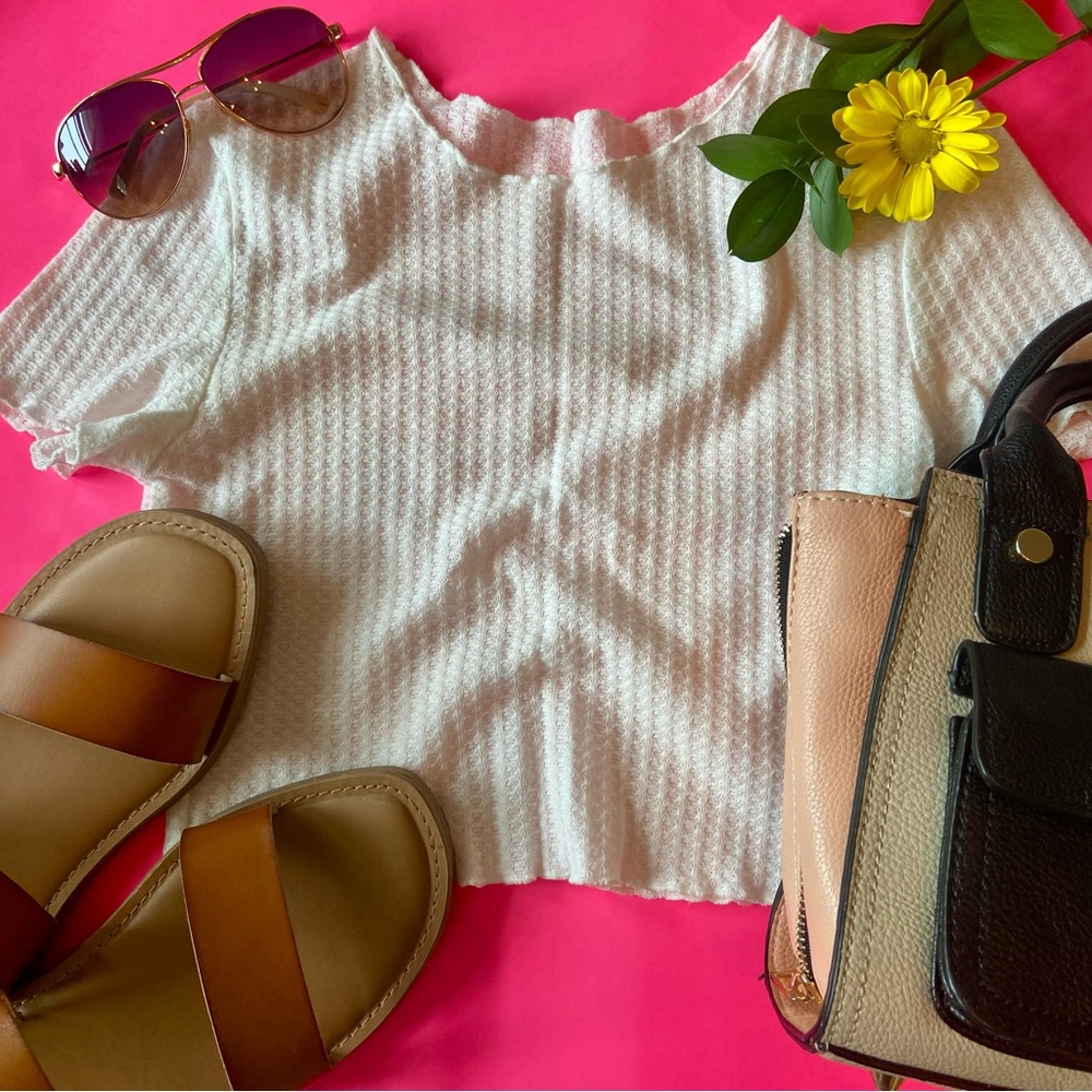 White Ribbed Baby Tee
